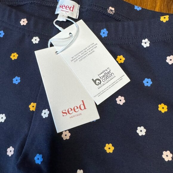 SEED HERITAGE Floral Winter Leggings Girls 7 NWT Navy Blue Flowers Legging NEW - Picture 5 of 5